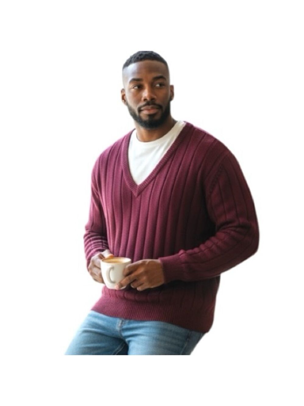 Vintage Eddie Bauer Knit Sweater Pullover Men XL Burgundy Long Sleeve Preppy